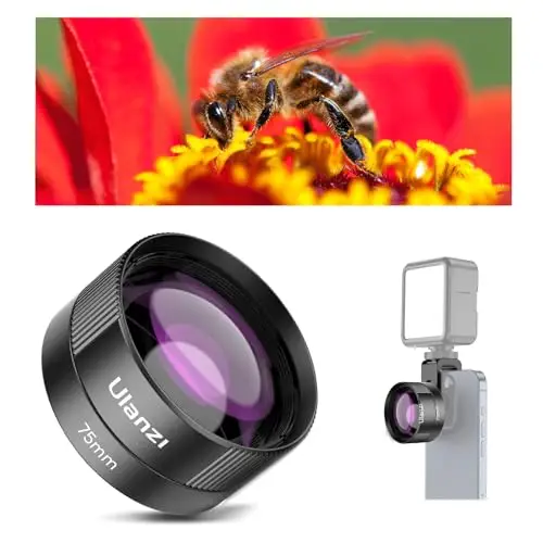 ULANZI CL-003 Lente Macro para Móvil, 75mm Lente de Cámara para Teléfono Móvil, 110x Aumento HD, Juego de Lente de Cámara con Clip de 17mm Compatible con iPhone Samsung Xiaomi Smartphones