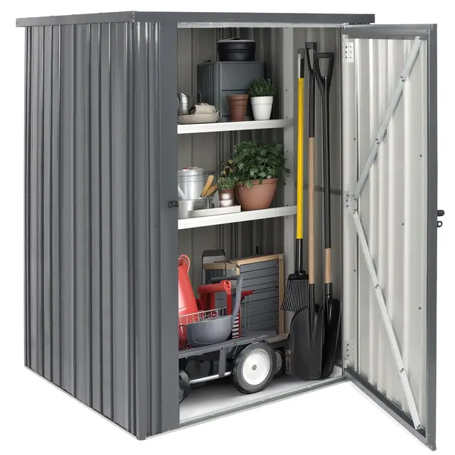 Cobertizo de jardín de 1,21m² - cobertizo de 110 x 110 x 160 cm - caseta de jardín de Puerta con bisagra Caseta almacenaje - Gris Oscuro