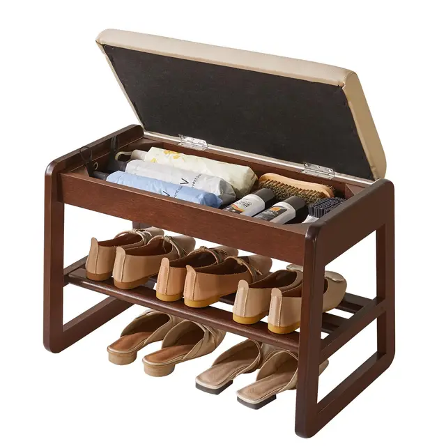 aibiju banco zapatero madera nogal 60cm