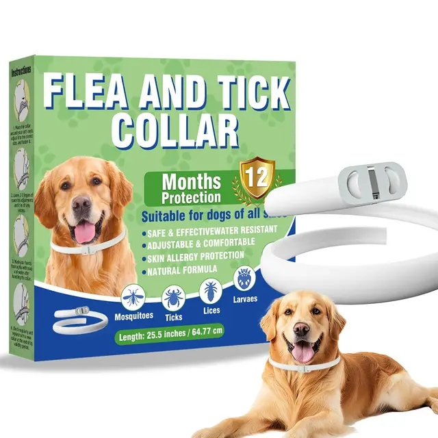 Collar Antiparasitario para Perros, Collar Antipulgas y Garrapatas Ajustable, Resistente al Agua, Protección Eficaz para Todo Tipo de Perros, 12 Meses de Duración (1 Pack)