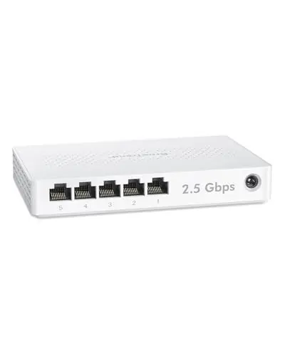 BrosTrend Switch Ethernet 2.5Gb 5 Puertos, no Gestionado Switch Red sin Ventilador, 2,5G Conmutador Gigabit para Videoconsola, PC, NAS, Plug & Play, Montaje en Escritorio o Muro, Vida ÚTI Protección
