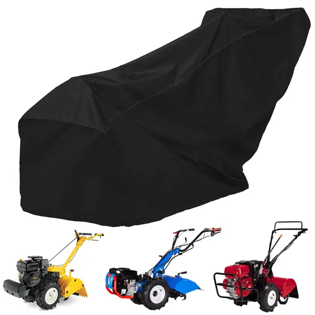 Funda de motoazada Gasolina, Cubierta de motoazada, Tejido Oxford 420D Resistente a los Rayos UV, Al Agua y al Polvo, Funda Universal para rotocultivador con Bolsa Protectora Negra