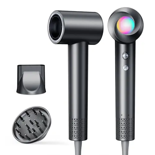 Haokoo Secador de Pelo Profesional, Alta Velocidad Iónico 150.000 RPM - Secado Rápido sin Daños, Ligero 365g, 8 Ajustes con Difusor, para Casa y Viajes