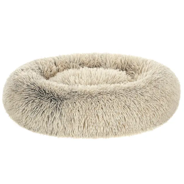 Feandrea Cama de Perros, Cama para Perros, Cojín Central Extraíble y Lavable, Alfombra de Felpa Suave y Mullida, 70 cm de Diámetro, Caqui PGW039S01