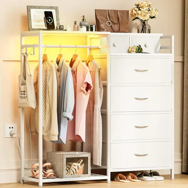 coleshome cómoda 6 cajones led