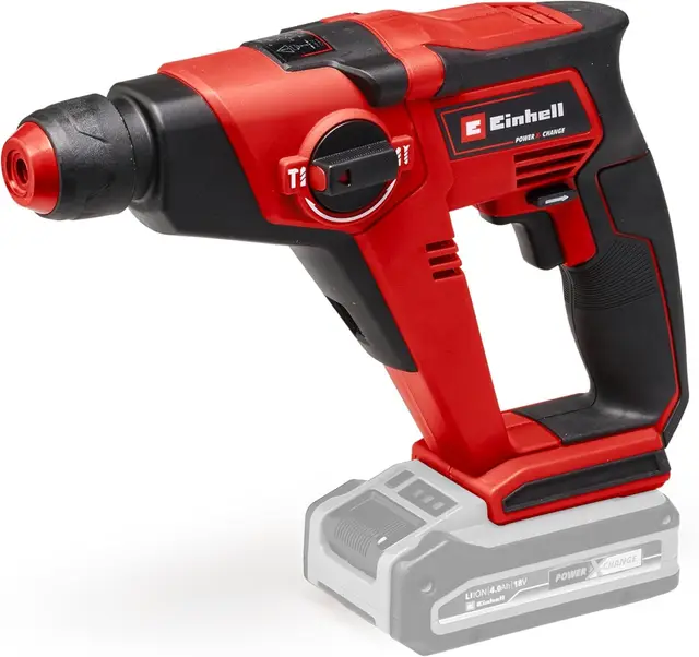 Einhell Martillo perforador con batería TE-HD 18/12 Li - Solo Power X-Change (iones de litio, 18 V, al adaptador de brocas en el envío, 1.3 Joule, SDS +, 12 mm en hormigón), Color Negro/Rojo
