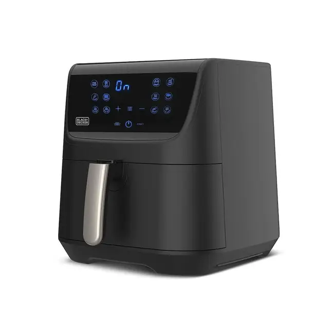 BLACK+DECKER BXAF5500E - Freidora de aire, sin aceite, 99% menos de grasa, 1800W, 5.5L capacidad, pantalla táctil, gran variedad de recetas, 12 programas, temporizador hasta 60 min, hasta 200ºC
