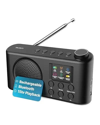 Majority Orwell Pro Radio a Pilas Portatil Digital Dab+ con Bluetooth FM, 40 Preset, 4 Botones Rápidos, 15h Bateria Recargable USB-C, Minuterie Sueño, 7 Bandas EQ, Pantalla LCD | Radio Cocina Pequeña