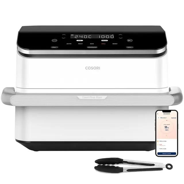Cosori Air Fryer Dual Blaze Twinfry 10 Litros, Freidora de Aire Doble Resistencia, Multifunción 5 en 1, 2800W, Airfryer Grande de Doble Cesta con Divisor, 70 Recetas en la App, Conecta a WiFi, Blanca