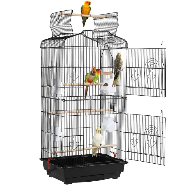 Yaheetech Jaula para Pájaros Jaula Metálica para Mascota Aves Loros Canarios 46 x 36 x 92 cm