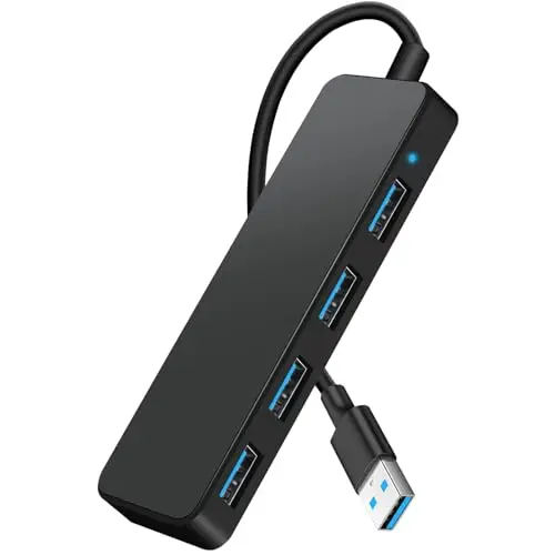 Hub USB 3.0, 4 Puertos Adaptador Ladron USB, 5Gbps Multipuerto USB para MacBook Pro/Air, iMac, Surface Pro, XPS, PC, Ratón, Impresora, Teclado, DELL, HDD y Más