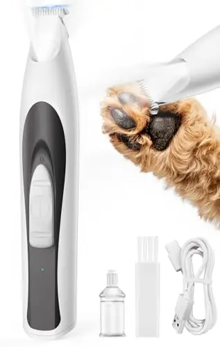 oneisall Máquina Cortapelos Perros Silenciosa Profesional con Luz LED, Recortadora para Perros y Gatos (Cara, Orejas, Ojos, Patas), Carga USB Inalámbrica