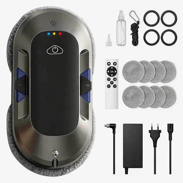 W23D Robot limpiacristales con Función de pulverización, Succión Turbo de 6500 Pa, 3 Modos de Limpieza y navegación Inteligente para una Limpieza eficaz de Ventanas