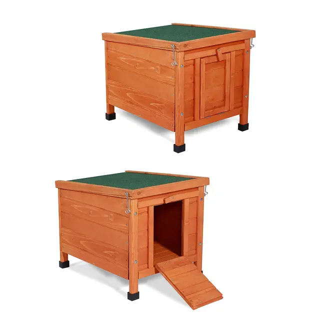 lionto Conejera de Madera caseta Exterior para Mascotas pequeñas cobertizo 43x43x52 cm