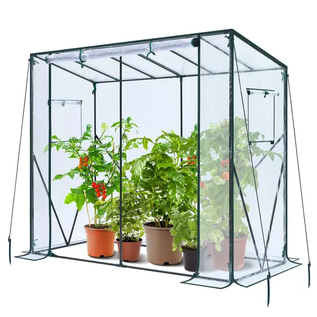 Ohuhu Invernadero para tomates con cubierta de PVC y más lejos, 200 x 77 x 170 cm, invernadero pequeño, resistente al invierno, para un crecimiento óptimo de las plantas