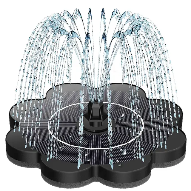 SZMP Fuente Solar Jardin Exterior 3.5W, 2025 Nuevo Vidrio Panel Bomba de Agua Solar, 8 Boquillas & 4 Fijadores para Estanque de Jardín Fuente, Baño para Pájaros, Piscina, Circulación de Agua (Negro)