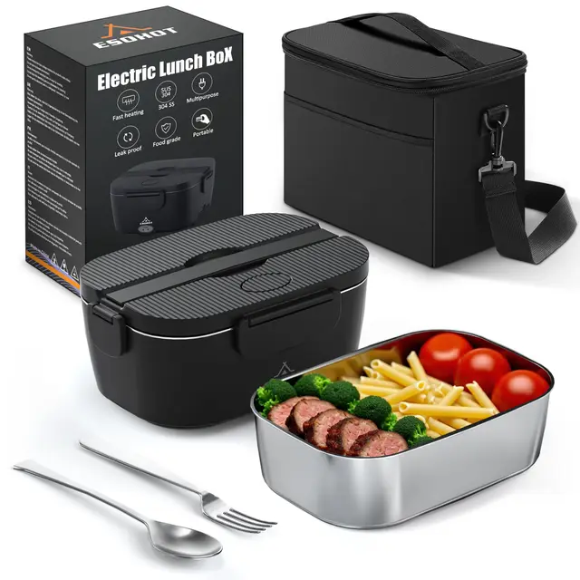 Fiambrera Electrica,120W Taper Electrico para Comida Calentamiento Ultrarrápido 3 en 1 Lonchera Electrica Trabajo 12V/24V/230V Para Viajes, Trabajo, Coche, Camión (1,5L)