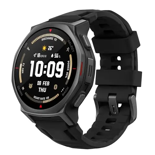 Amazfit T-Rex 3 Pro Reloj Inteligente Deportivo para Hombre, Pantalla AMOLED de Zafiro, Bisel de Titanio, GPS de Banda Dual, Mapas Sin Conexión, Linterna Incorporada, para Android iPhone