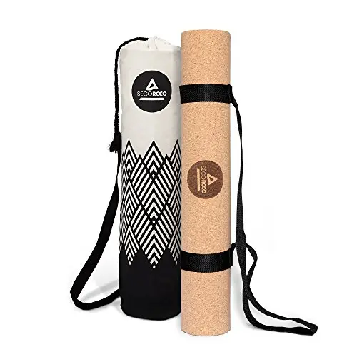 Esterilla de corcho y caucho para yoga y entrenamiento de 3 mm de grosor y materiales 100% ecológicos, naturales y antideslizantesEsterilla de yoga hipoalergénica con bolsa de lino incluida.