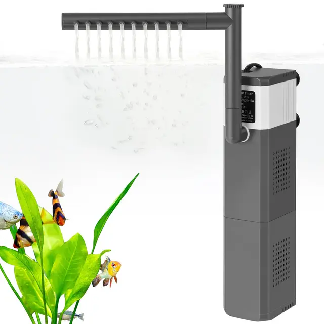 FEDOUR 12W 700LPH Filtro de Acuario Ultrapotente para Pecera de 50-150L, Filtro de Pecera Ajustable 3 en 1 con Esponja Bioquímica, Filtros para Acuario Sumergibles Internos para Tortuga/Gamba/Cría
