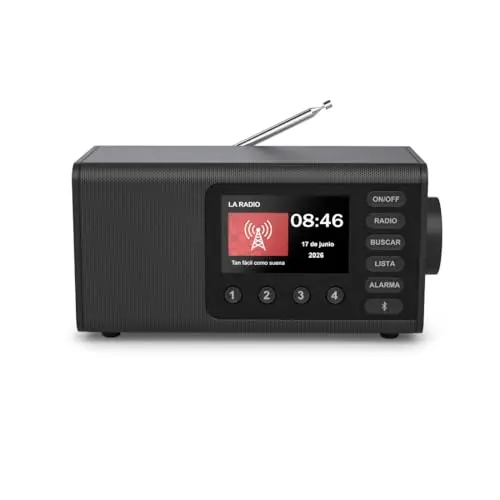Hama | Radio Digital Dab/Dab+ y FM con Bluetooth. (Radio de sobremesa con Pantalla a Color, Altavoz inalámbrico para música, Radio Despertador con 30 presintonías) Negro.