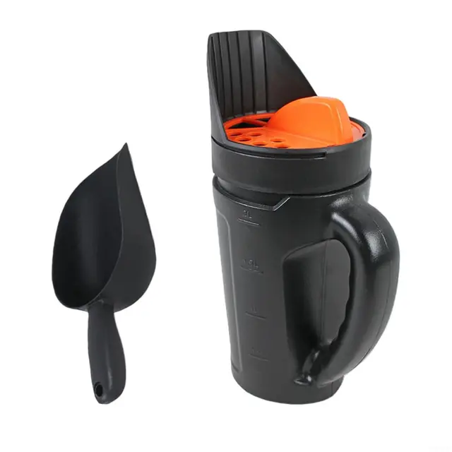 Esparcidor de mano para semillas y sal de deshielo, herramienta de jardinería con pala, siembra precisa y servicio de invierno, ABS resistente, ergonómico, compacto, 18 x 14 x 33 cm, negro y naranja