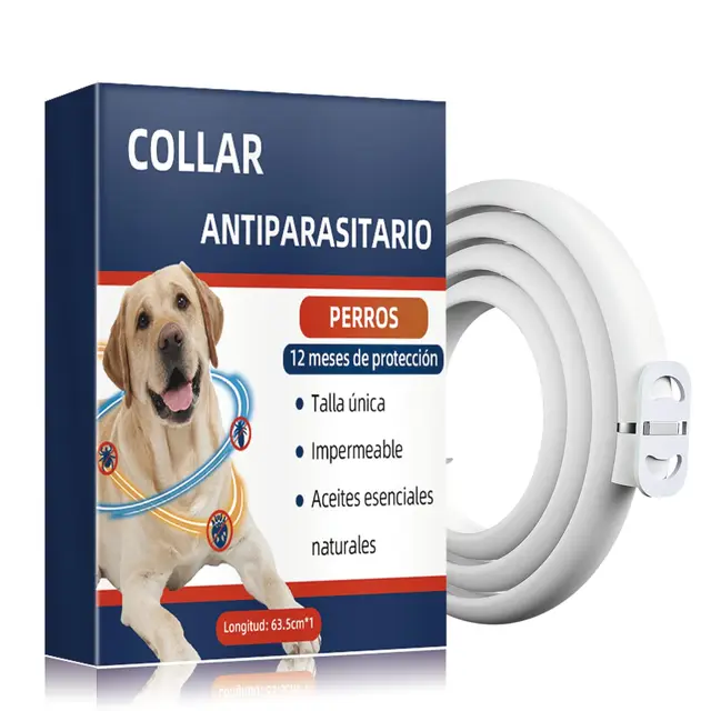 Collar Antiparasitario Perros Ajustable, Elimina Pulgas, Garrapatas, Collar Antipulgas Perro con Aceites Esenciales 100% Naturales, Ideal para Perros Grandes, Medianos y Pequeños (63.5CM,1PACK)