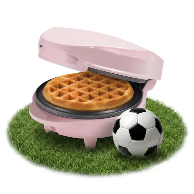 Bestron Mini gofrera, Gofrera para gofres de gofres pequeños, con antiadherente, para cumpleaños infantiles, fiestas familiares, Pascua o Navidad, diseño retro, 550 W, color: Rosa