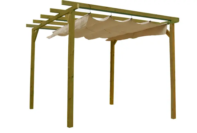 Pérgola de Madera tratada con toldo corredero (270x270x254 cm)