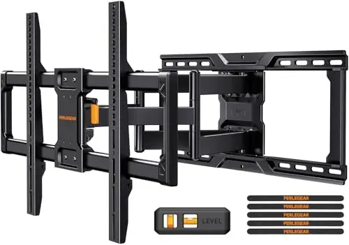 Perlegear Soporte TV Pared de Movimiento Completo para televisores de 42 a 90 Pulgadas, Soporte Universal TV con Largo Brazo 55.9cm, Soporte de Pared para TV soporta hasta 68kg máx. VESA 600x400 mm