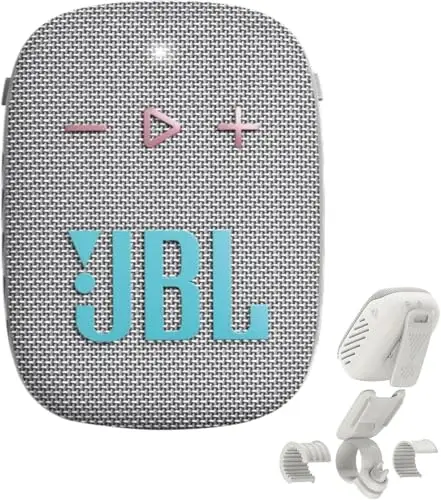 JBL Wind 3S Grey Altavoz Bluetooth portátil, 5 W RMS, 1,75" Controlador, IP67 Resistente al Agua y al Polvo, Bluetooth 5.0, USB-C, batería 5 h, Soporte Bici/Patinete, micrófono Integrado
