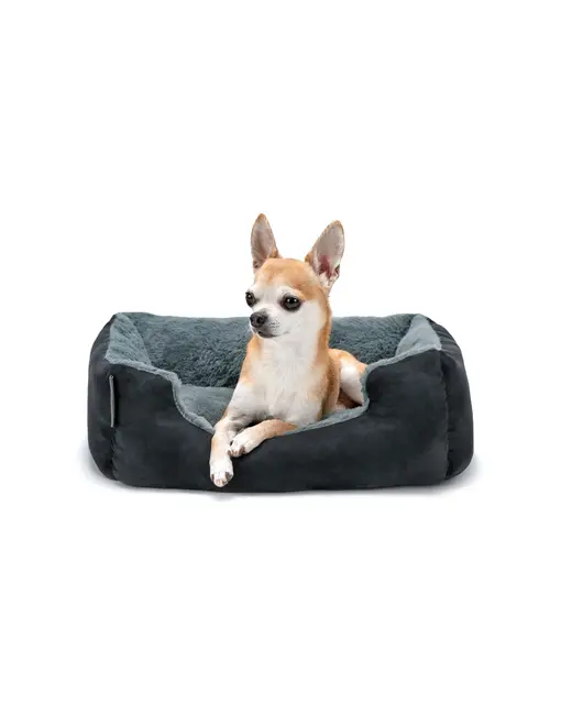 lionto Cama perros cojín perros cesta perros con cojín tamaño (S) 50x37 cm gris/negro