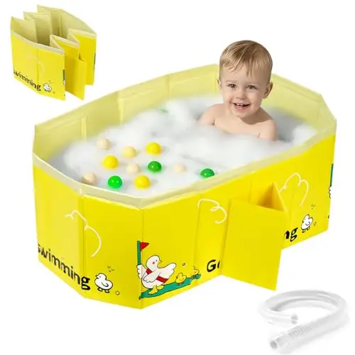 AUYAO Bañera Bebé Plegable Portátil Amarillo