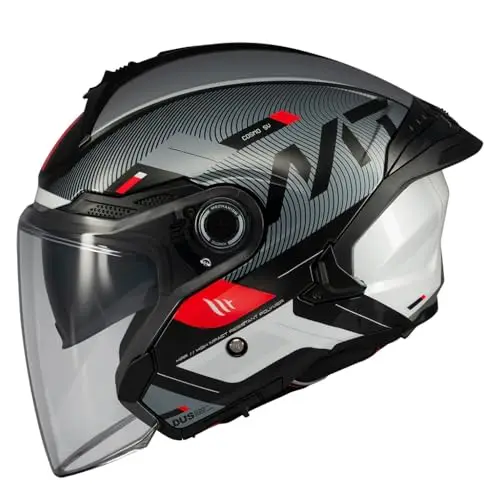 MT Helmets Cosmo SV – Casco Moto Jet Sport con Visor Solar Retráctil, Pantalla de Extracción Rápida Patentada, Interior Lavable y Preparado para Intercomunicador UCS | Homologado ECE 22.06 & DOT