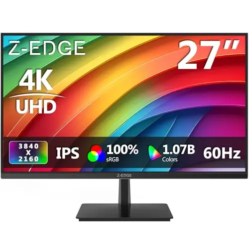 Z-Edge Monitor 4K UHD 27 Pulgadas, Pantalla IPS 3840x2160 60Hz, 300 CD/m² HDR10 FreeSync, 2xDP 2xHDMI, Compatible con VESA, Negro