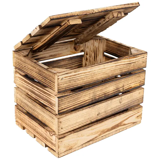 creative deco baúl madera flameada con