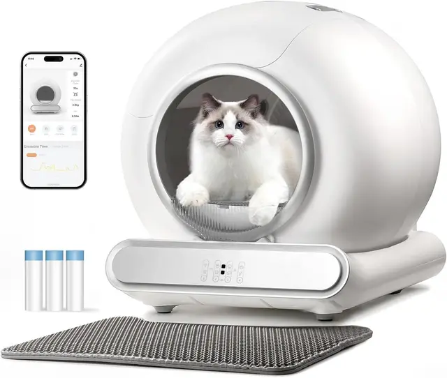 Arenero Gatos Autolimpiable, Arenero Automatico, XXL | Control de Aplicación, Eliminación de Olores, Diseño Seguro