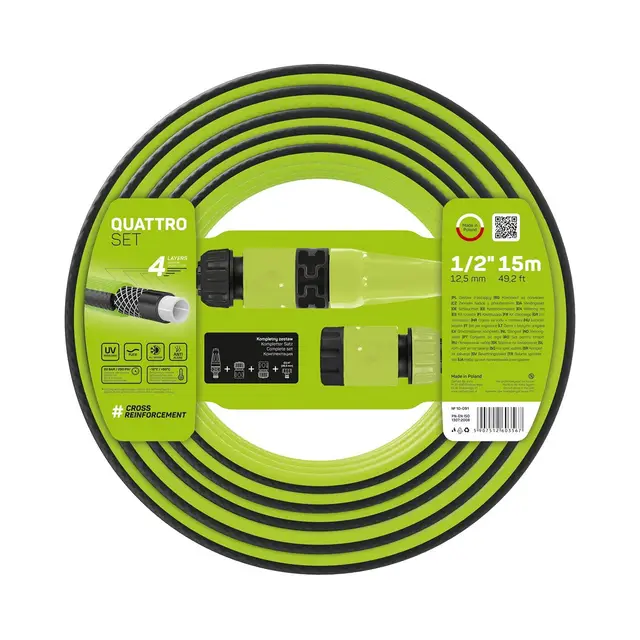 Cellfast Manguera de jardín QUATTRO Resistente,verde,1/2"