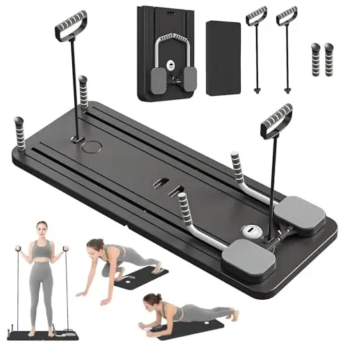 VHV Pilates Reformar Compacto, 5 en 1 Pilates Plegable,La rueda abdominal push-up rebota automáticamente temporizador, Ab Roller Fitness Material para el hogar y el gimnasio