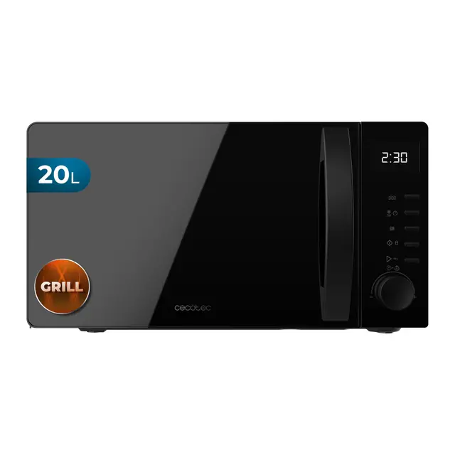 Cecotec Microondas con Grill Proclean 5105 Black. 700W, 20L, Tecnología 3DWave, Grill, 5 Niveles Potencia, Temporizador 30 Min, Descongelación, Pantalla con Reloj, Gratinados Perfectos