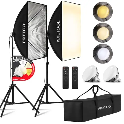 pixetool kit softbox doble 70x50 cm led