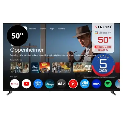 Stream System - Google TV Smart 50", 5 Años de Garantía, UltraHD (4k), HDR10, Frameless (Sin Marco), Asistente de Google y Chromecast Integrado - Modelo S50EX1GU (2026)