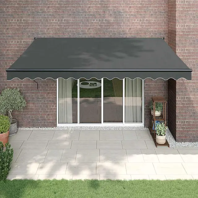 Brokky Toldo Motorizado 4X 3 m Toldo Articulado Eléctrico con Mando a Distancia para Terraza, Jardín-Antracita-4 x 3 m-Marco Antracita