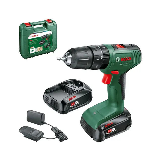 Bosch taladro percutor a batería EasyImpact 18V-40 (2 baterías de 2,0 Ah, sistema de 18 V, en maletín de transporte)