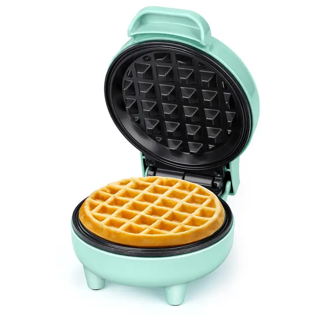 SNAILAR Gofrera Mini, ‎550Ｗ Waffle Maker, Gofrera Pequeña Para Gofres, Antiadherente, Mango Cool Touch, Diseño Compacto, Temperatura Automática, Verde