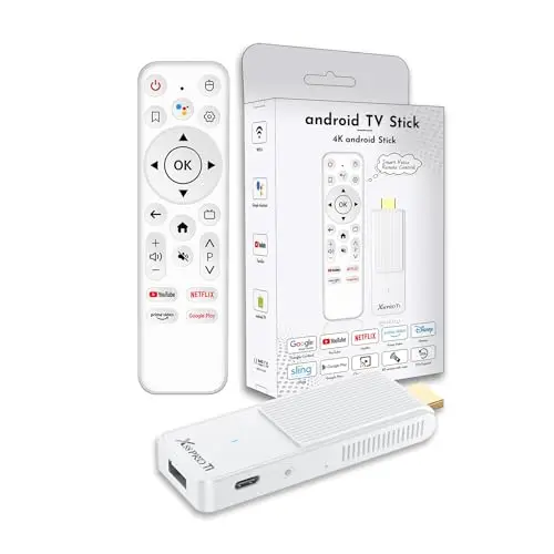 GREVA Android TV Stick 4K Ultra HD, TV Stick Box Android 14.0 (2025), 2 GB 16 GB, HDR/AV1/2.4G/5G WiFi/BT 5.0, Reproductor Multimedia Inteligente con GG Asistente de Voz, Smart Streaming Dispositivo