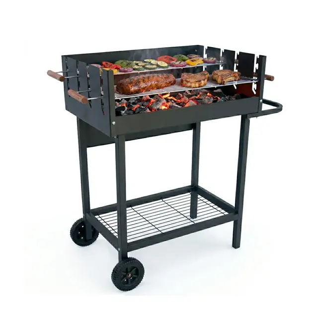 Amig - Barbacoa de carbón - 94 x 51 x 93 cm - Negro - Fabricado en Acero - para jardín y patio con uso familiar y reuniones con montaje sencillo limpieza cómoda y calidad consistente. Mod. DRAKEN