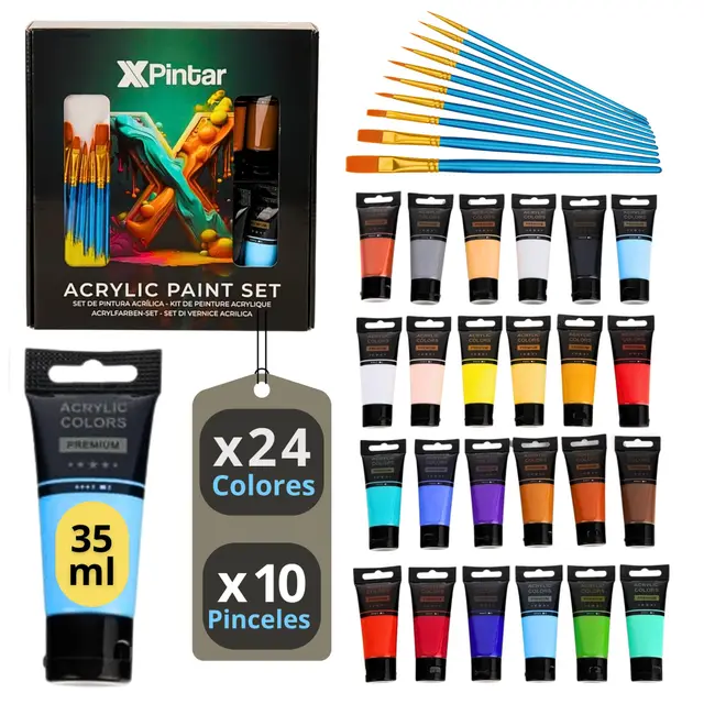 xpintar kit 34 piezas 24 tubos 35ml 10