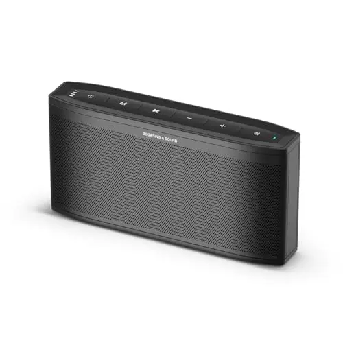 BOGASING Era S9 Pro Altavoz Bluetooth Potente, 2 Canales Audio Altavoces inalambrico, Sonido Delicado, 2 radiadores pasivos, 48H, EQ, TF, AUX, Speaker para el Hogar (Negro)