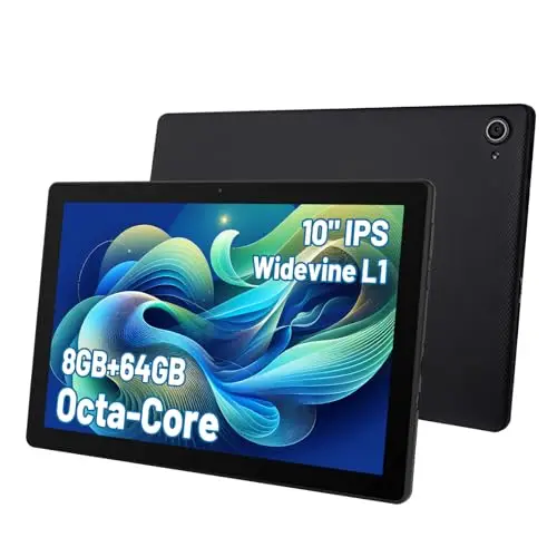 Tablet 10 Zoll Android Octa-Core 8GB RAM 64GB ROM (1TB TF) 1280x800 IPS Pantalla táctil GMS-zertifizierter 5000mAh Tablet PC WiFi 6 Bluetooth 5.4 Widevine L1 Dual-Kamera